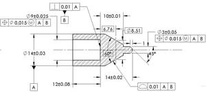 blue print showing GD&T call outs